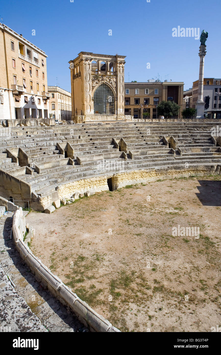 Roman theatre, Sant'Oronzo Square, Lecce, Lecce province, Puglia, Italy, Europe Stock Photo