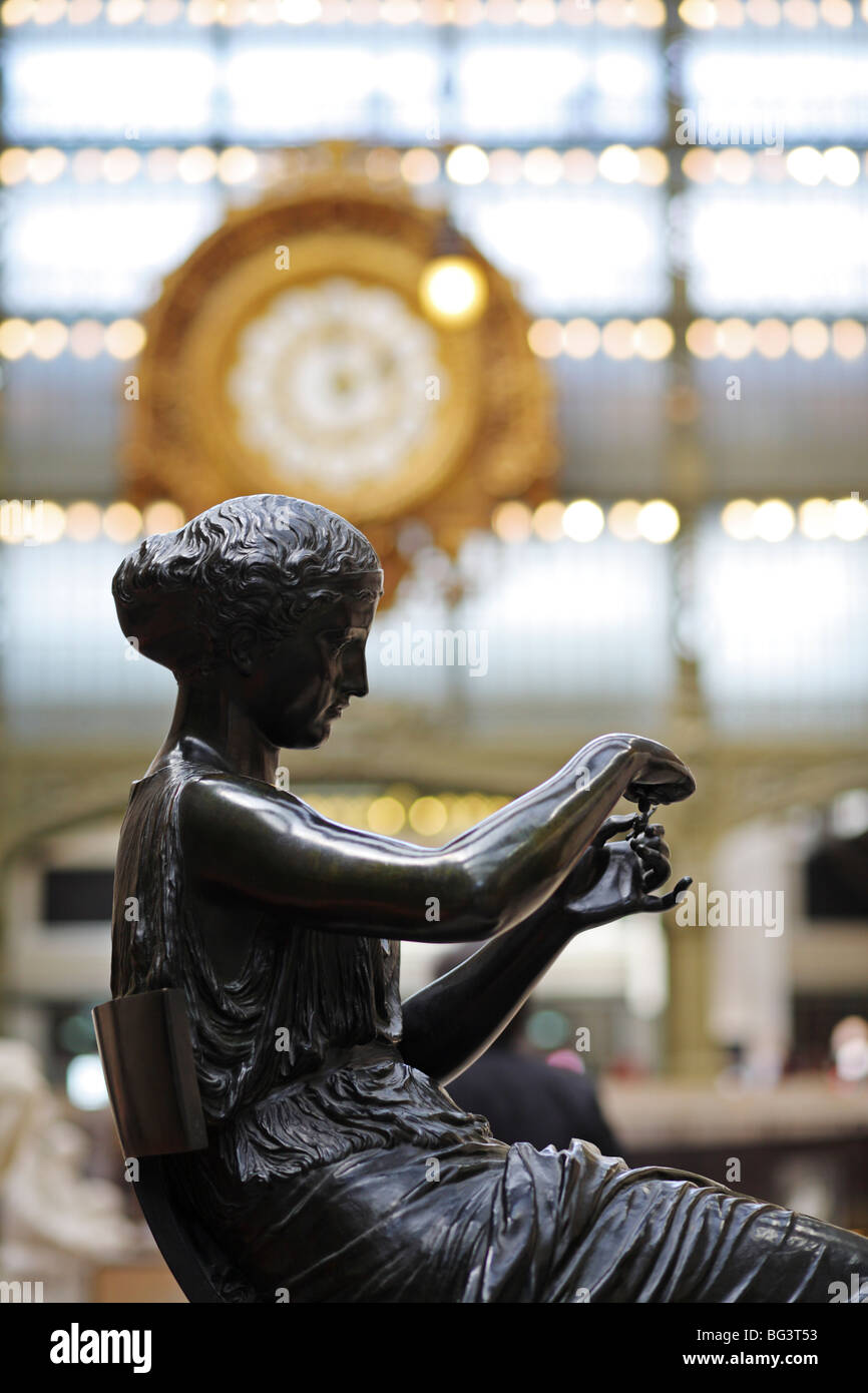 La Dévideuse (Winder) bronze statue, Orsay Museum, Musée d'Orsay, Paris, France Stock Photo
