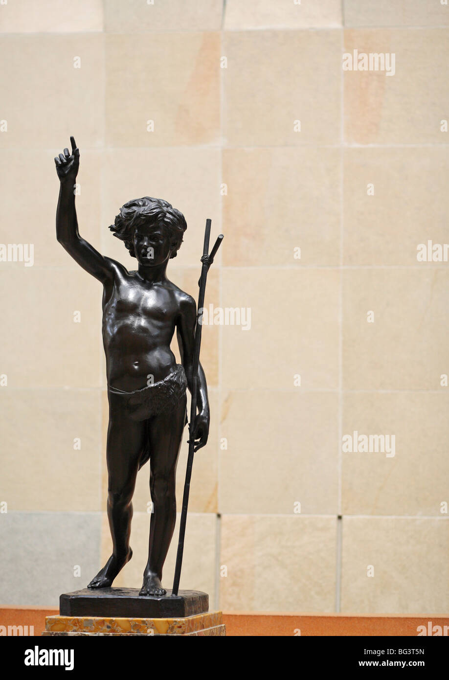 Saint Jean-Baptiste enfant bronze sculpture by Paul Dubois , Musée d'Orsay (Orsay Museum),  Paris, France Stock Photo
