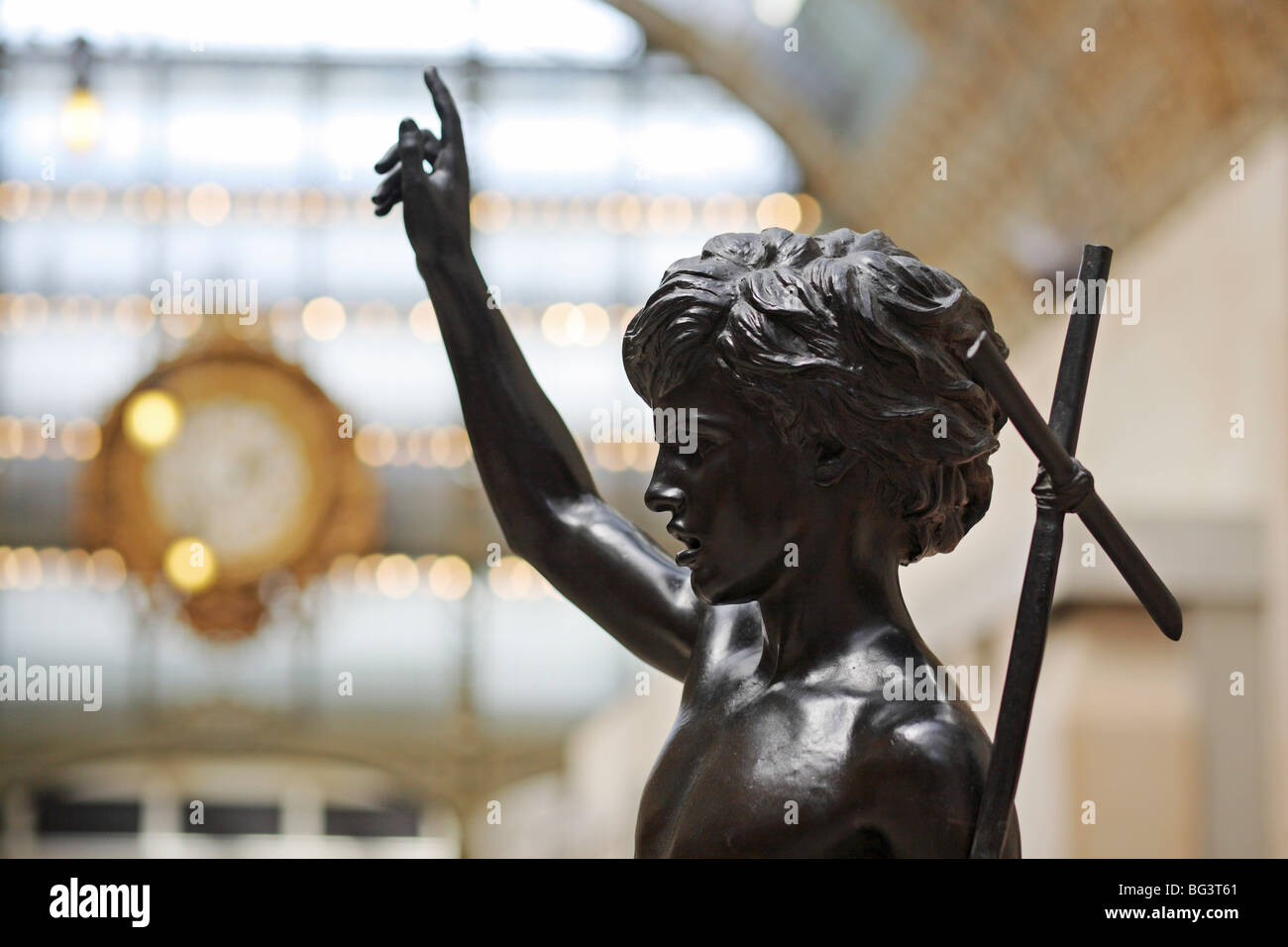 Saint JeanBaptiste enfant bronze sculpture by Paul Dubois , Musée d'Orsay (Orsay Museum), Paris