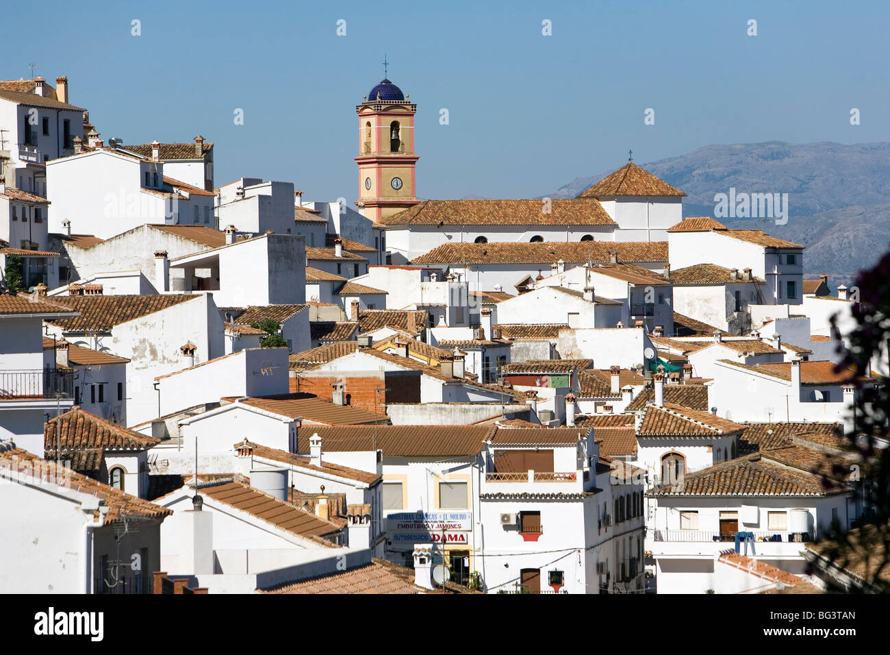 Nuestra Senora del Rosario church, Algatocin, one of the white villages, Malaga province, Andalucia, Spain, Europe Stock Photo