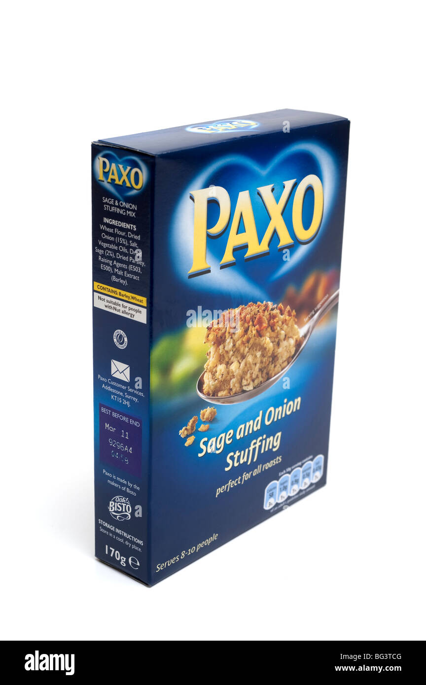 Packet of Paxo Sage and Onion Stuffing mix Stock Photo