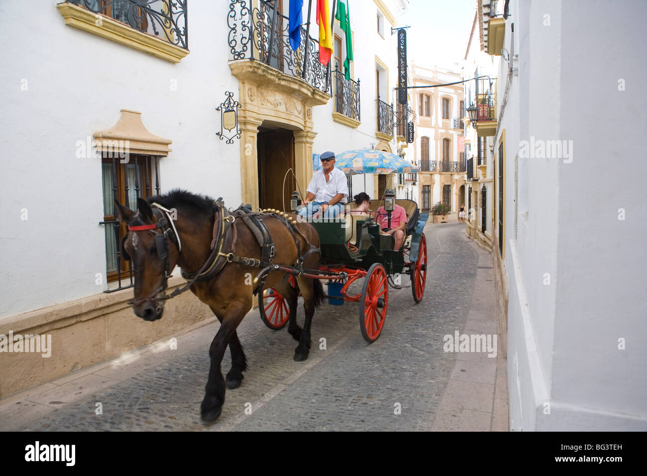 Horse drawn carriage, Ronda, one of the white villages, Malaga province, Andalucia, Spain, Europe Stock Photo