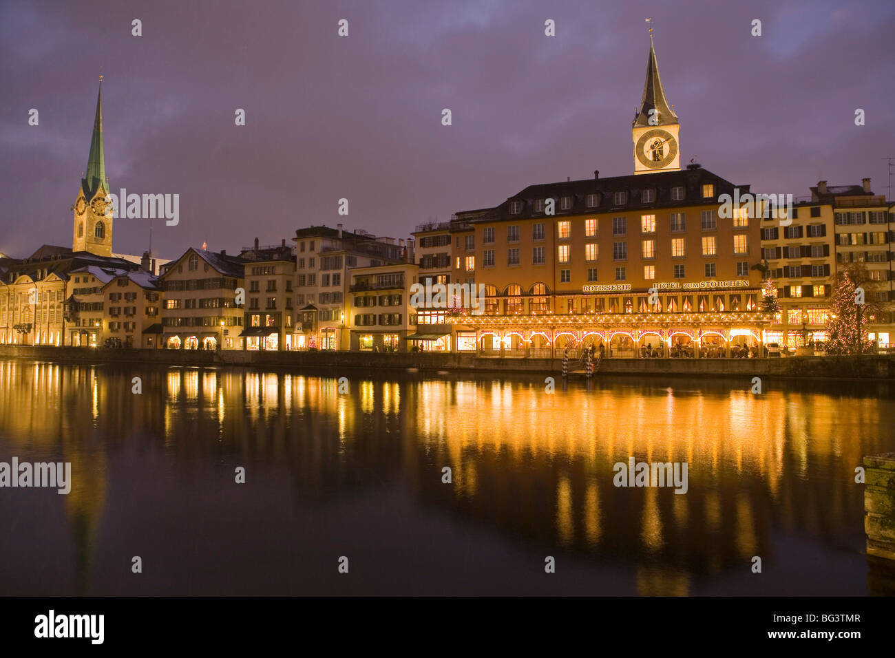 St. Peter, Frau Munster at Christmas time, Zurich, Switzerland, Europe Stock Photo