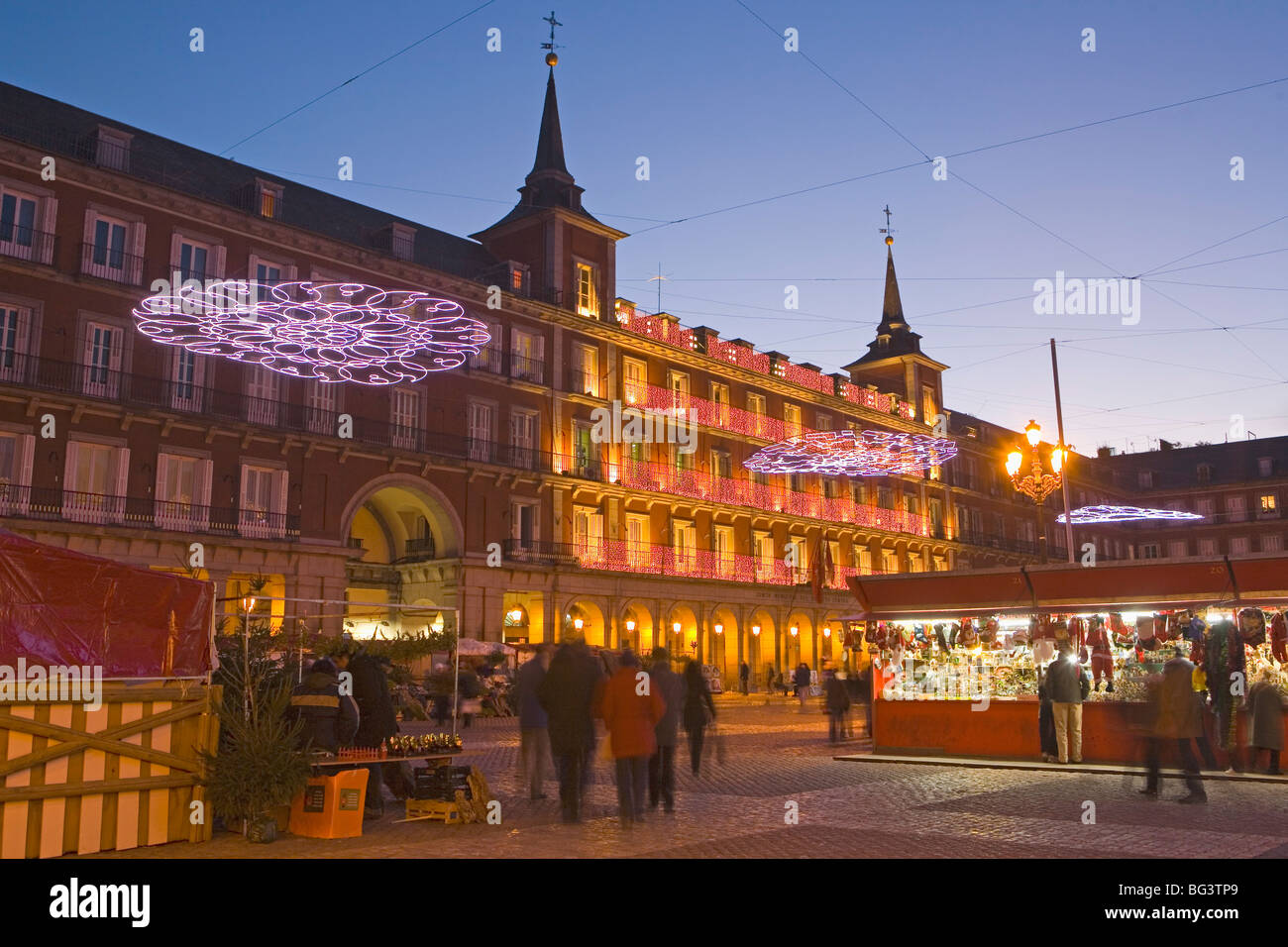 Plaza Mayor at Christmas time, Madrid, Spain, Europe Stock Photo