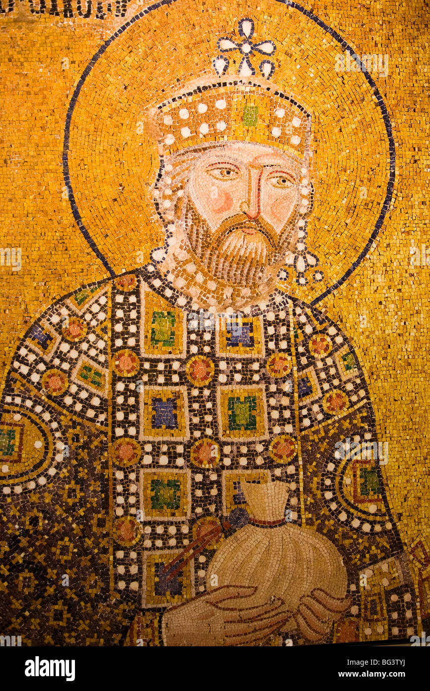 Mosaic of John the Baptist inside Aya Sofya (Sancta Sophia), UNESCO World Heritage Site, Istanbul, Turkey, Europe Stock Photo