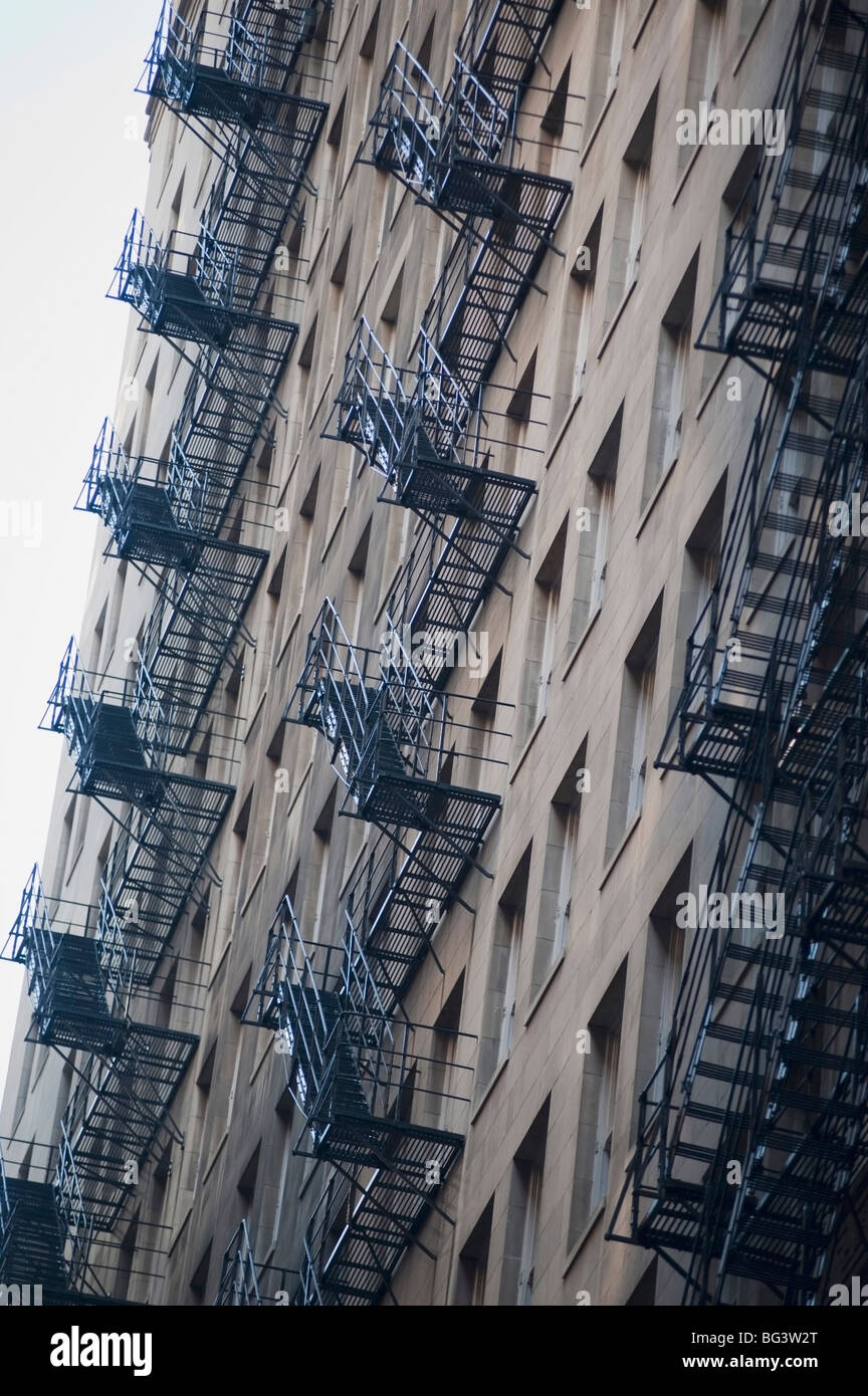 Fire escapes on apartment buildings, Chicago, Illinois, USA Stock Photo