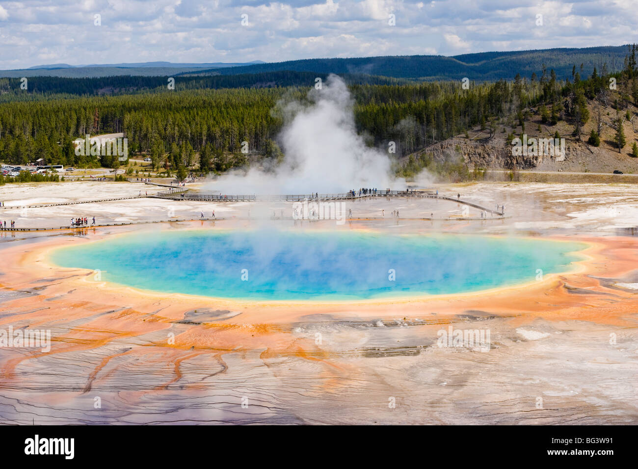 Grand Prismatic Spring in Yellowstone National Park, Wyoming, USA. Stock Photo