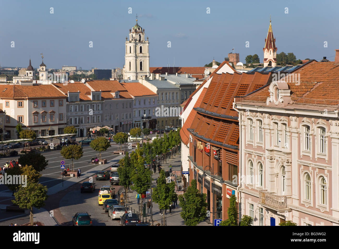 Elevated view over the Old Town Square, Vilnius, Lithuania, Baltic States, Europe Stock Photo