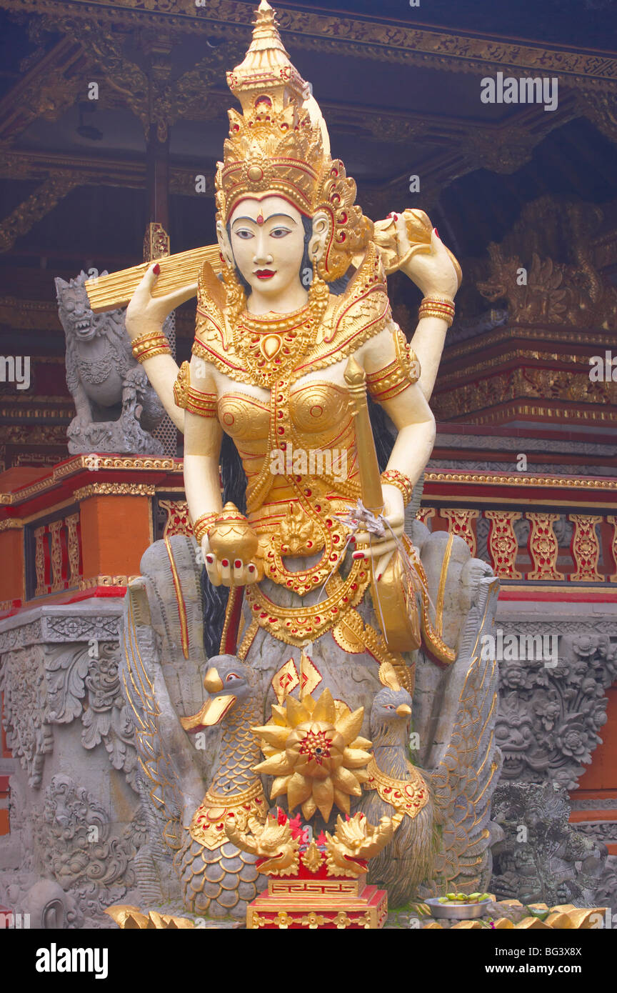Statue of goddess Saraswati, Water Lotus Temple, Ubud, Bali, Indonesia, Southeast Asia, Asia Stock Photo