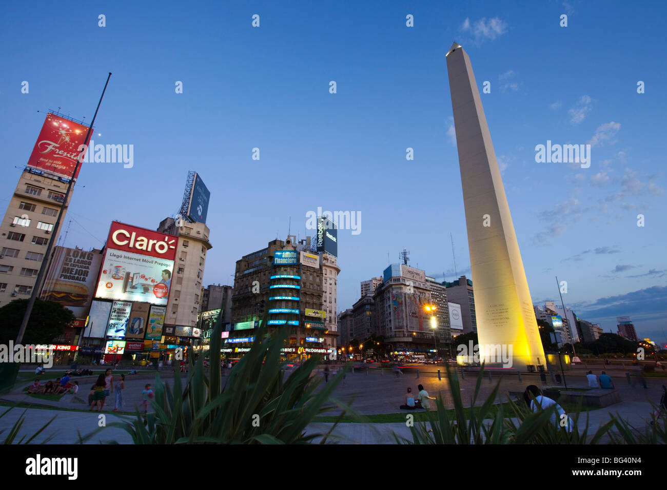 Argentina, Buenos Aires, El Obelisko, symbol of Argentina, Avenida 9 de Julio, Plaza de la Republica Stock Photo