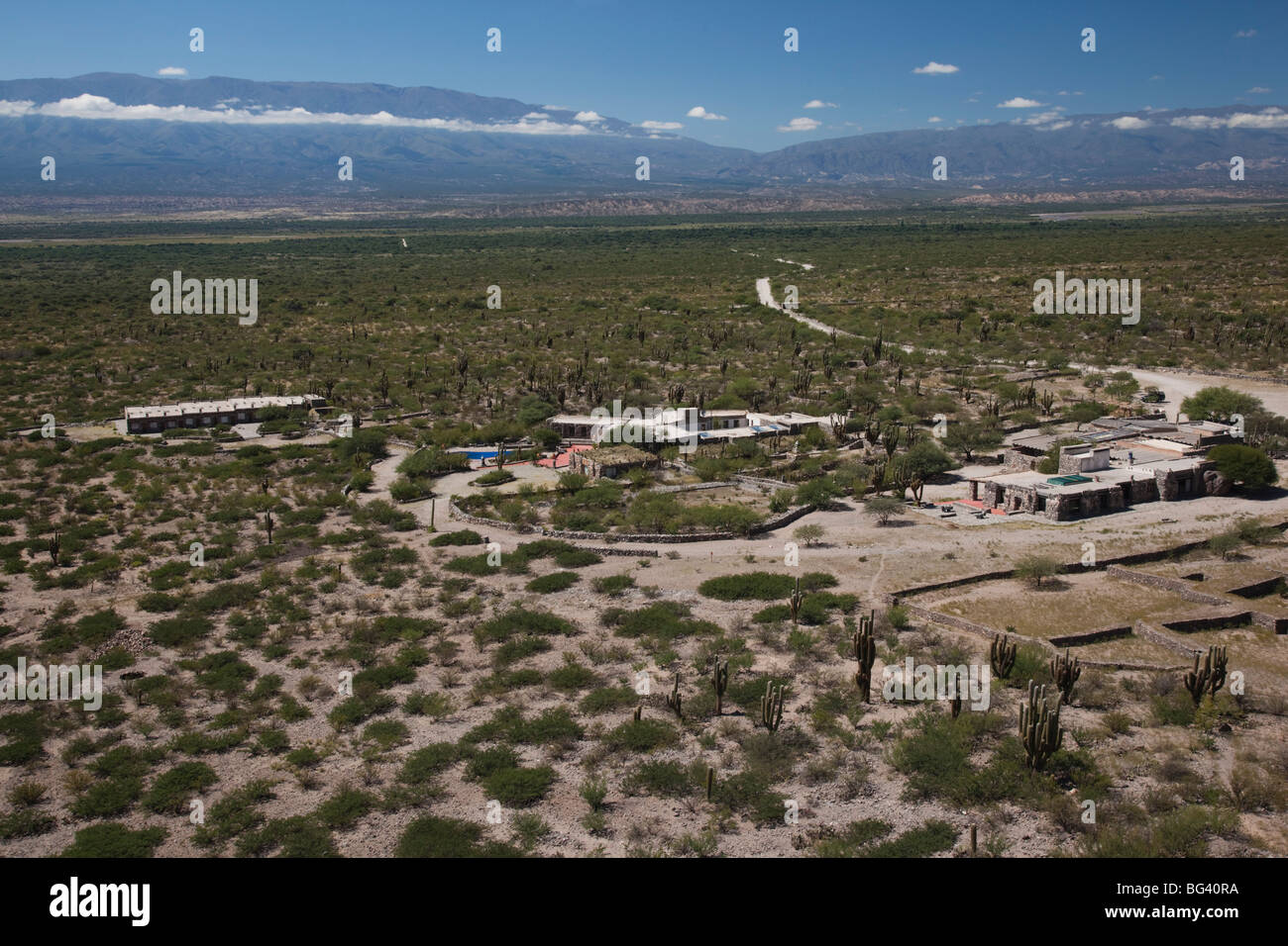 Argentina, Tucuman Province, Quilmes, ruins of ancient indigenous peoples settlement from 1000AD, visitor center view Stock Photo