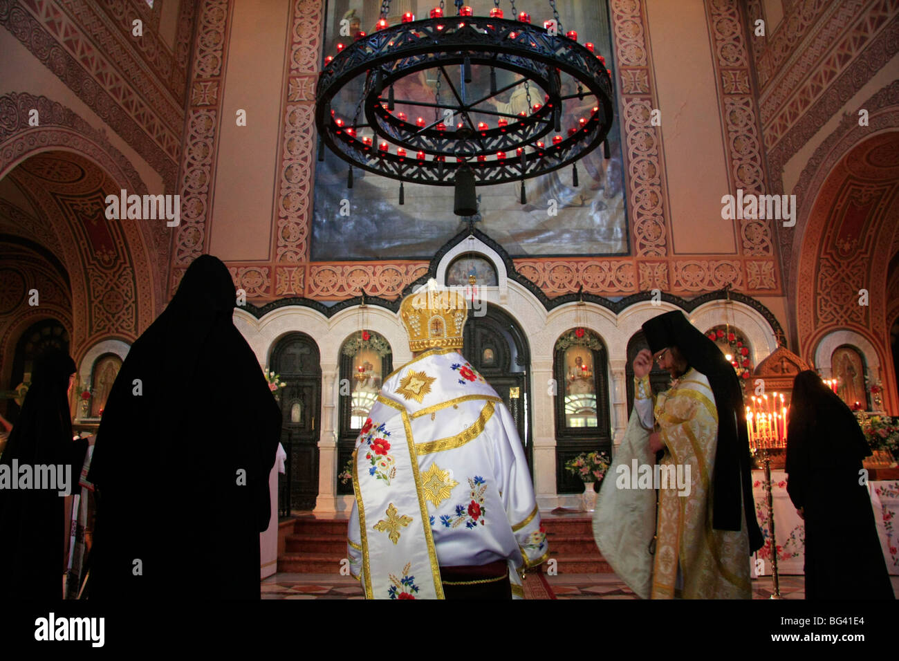 Israel, Jerusalem, the feast of Mary Magdalene at the Russian Orthodox Church of Mary Magdalene on the Mount of Olives Stock Photo