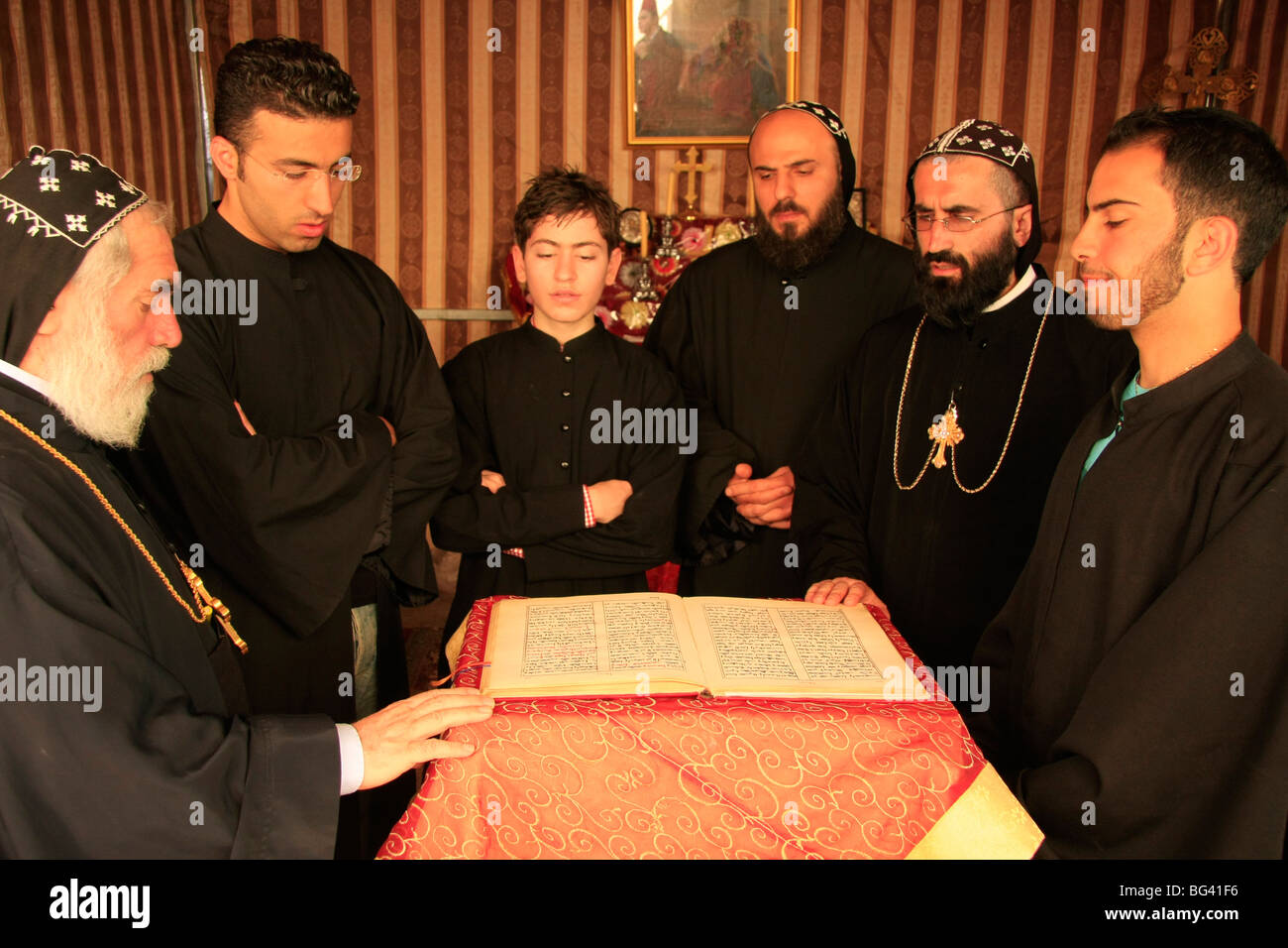 Israel, Jerusalem, Syrian Orthodox Ascension Day ceremony at the Ascension Chapel on the Mount of Olives Stock Photo