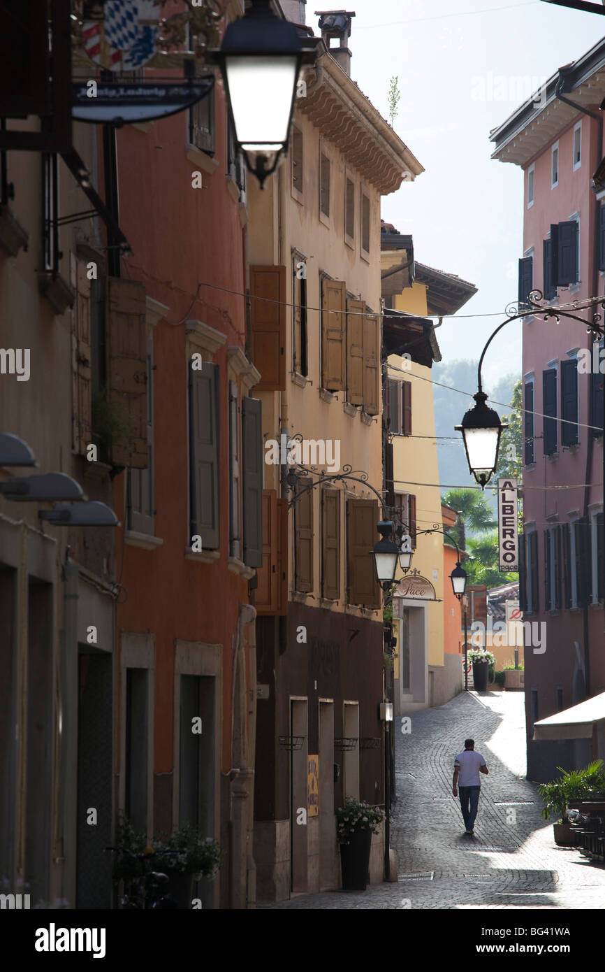 Italy, Trentino-Alto Adige, Lake District, Lake Garda, Arco, old town street Stock Photo