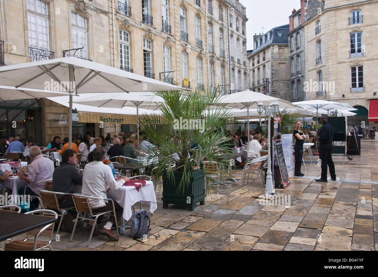 Cafes in Place de Parliament, Bordeaux, Gironde, France, Europe Stock Photo