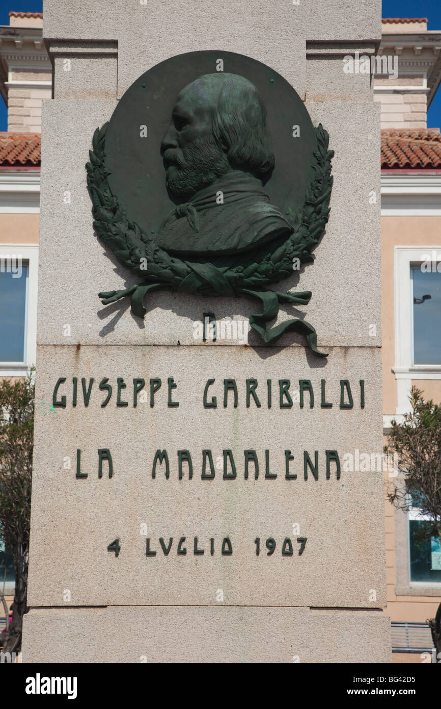 Italy, Sardinia, Northern Sardinia, Isola Maddalena, La Maddalena, monument to Giuseppe Garibaldi, Italian patriot Stock Photo
