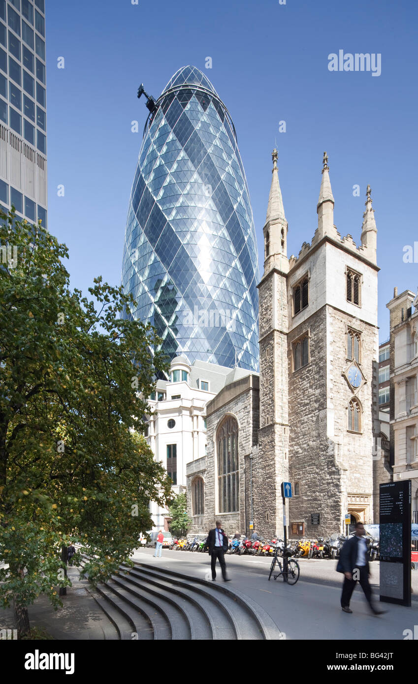 Swiss Re building, City of London, London, England Stock Photo