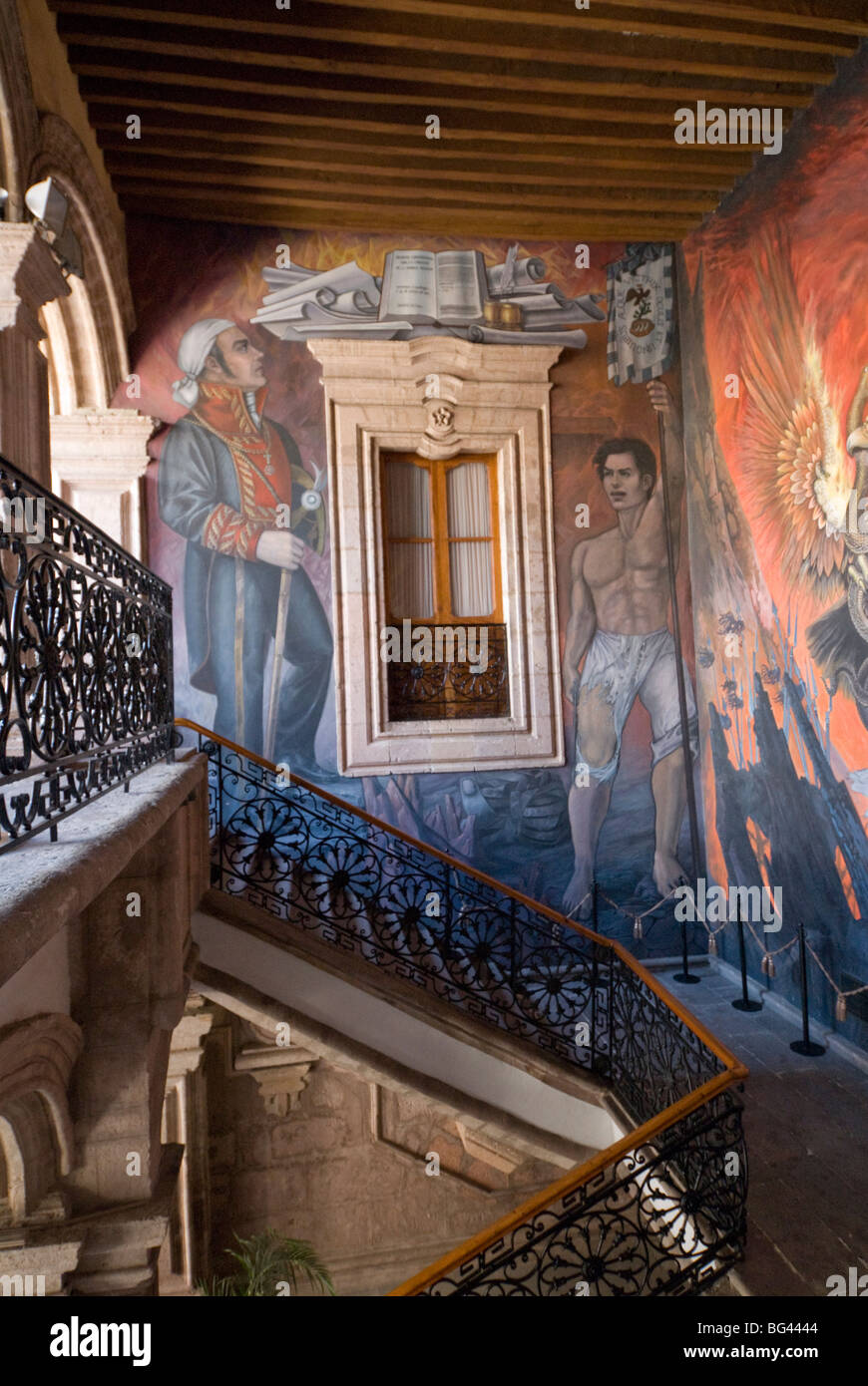 Murals of the revolutionary Jose Maria Morelos, by Agustin Cardenas in