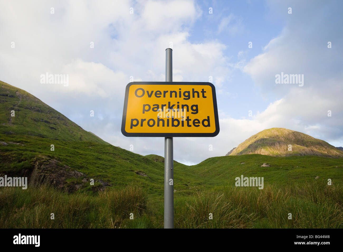 Scotland, Highland Region, Sign in Glen Coe Stock Photo