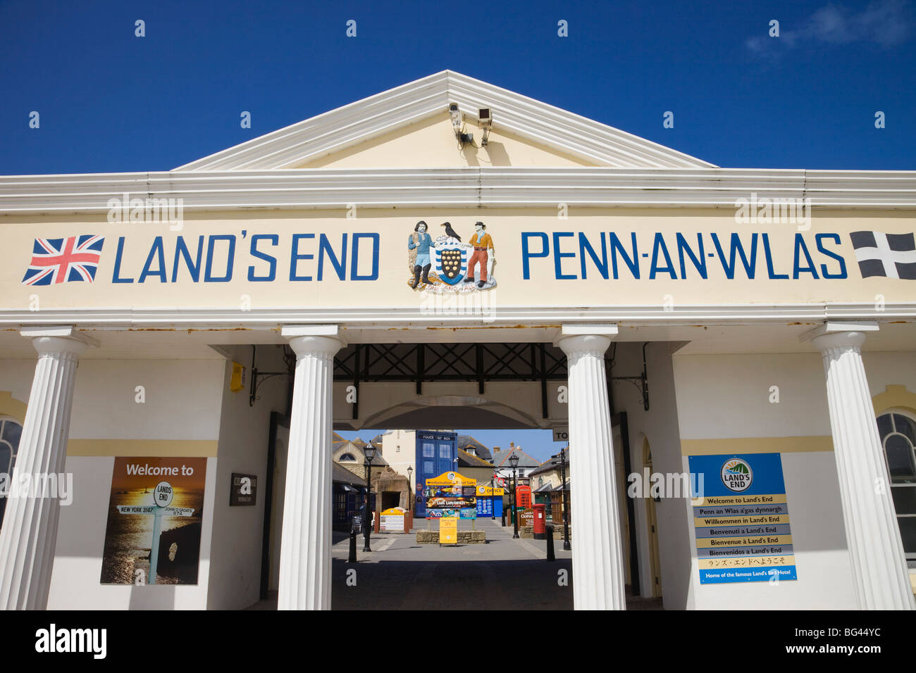 England, Cornwall, Entrance to the Lands End Attractions Stock Photo
