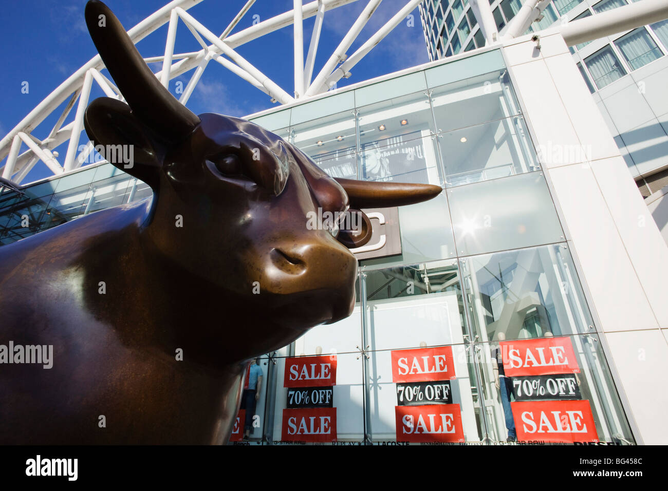 England, Birmingham, Bronze Bull Statue, Sculptured by Laurence