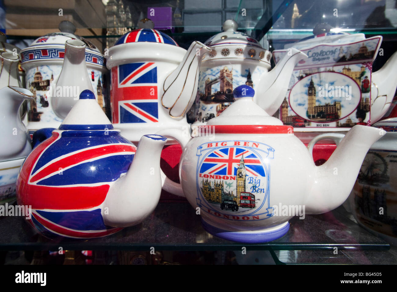 England, London, Souvenir Teapots Stock Photo