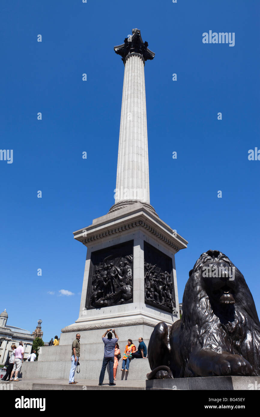 England, London, Trafalgar Square, Nelsons Column Stock Photo