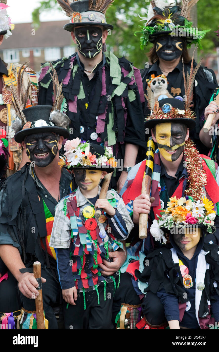 England, Kent, Rochester, Morris Dancers at the Annual Sweeps Festival Stock Photo