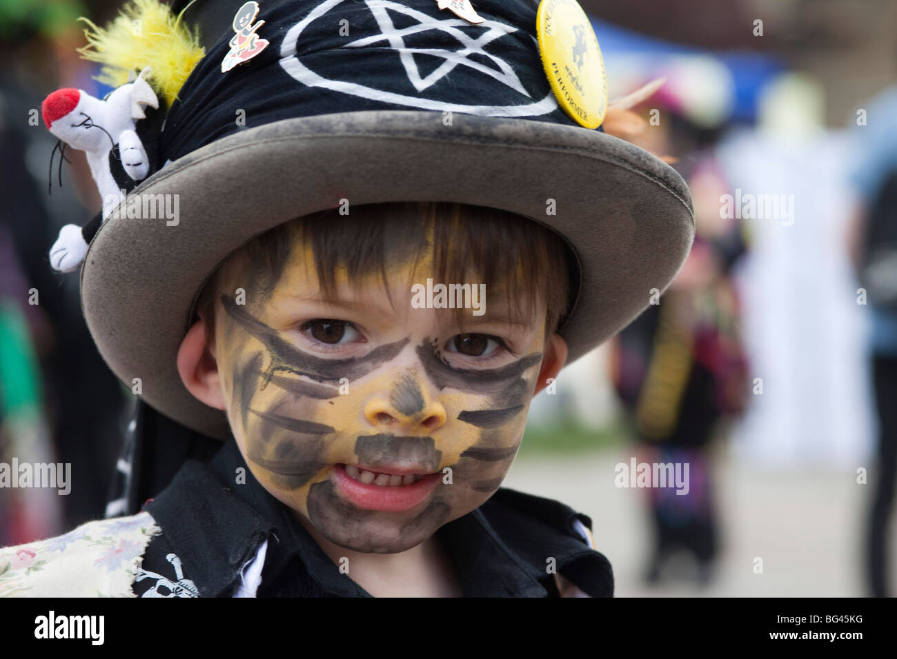 England, Kent, Rochester, Young Morris Dancer at the Annual Sweeps Festival Stock Photo