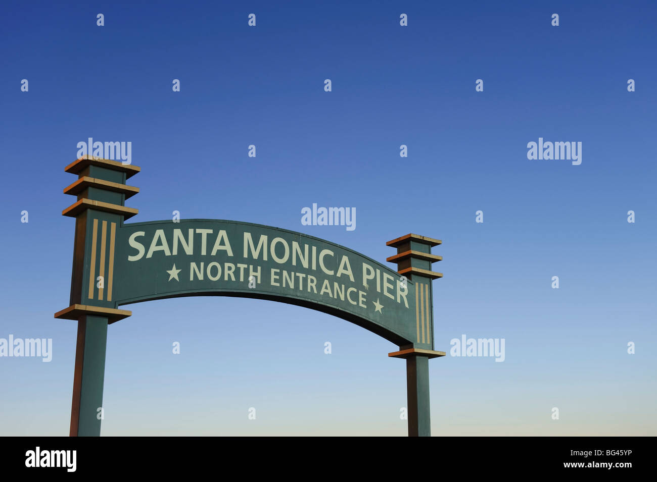 USA, California, Los Angeles, Santa Monica Beach and Pier Stock Photo