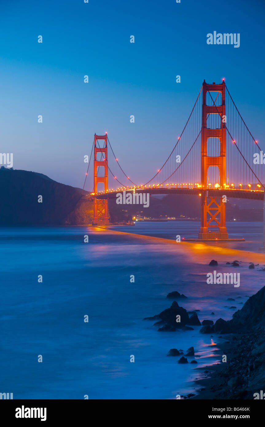 USA, California, San Francisco, Golden Gate Bridge from Marshall Beach Stock Photo