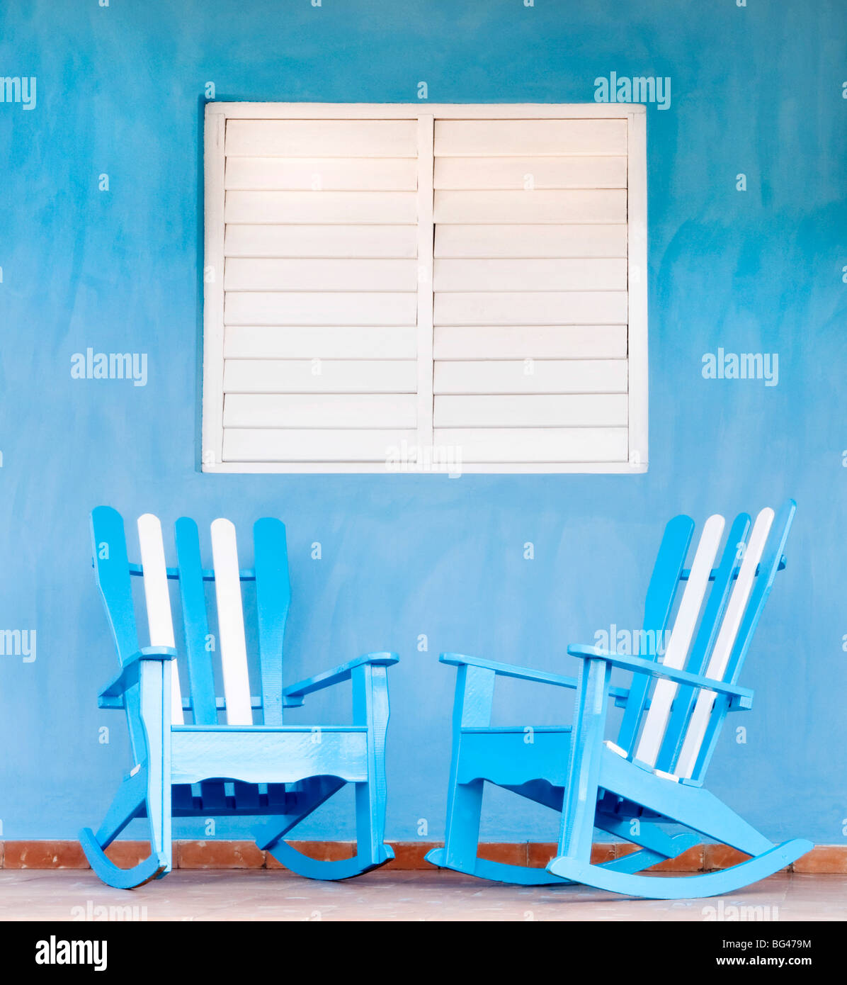 Traditional rocking chairs in Vinales, Cuba, Caribbean Stock Photo