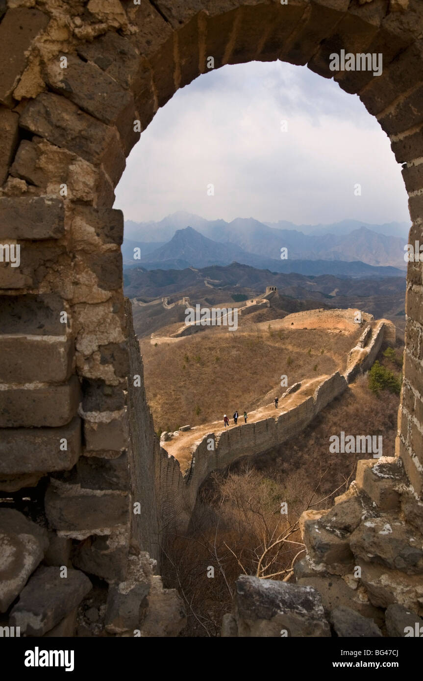 View of a section of the Great Wall, UNESCO World Heritage Site, between Jinshanling and Simatai near Beijing, China, Asia Stock Photo