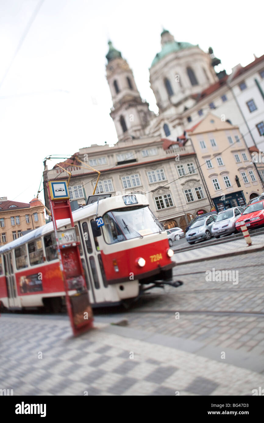 Tram, Mala Strana, Prague, Czech Republic Stock Photo