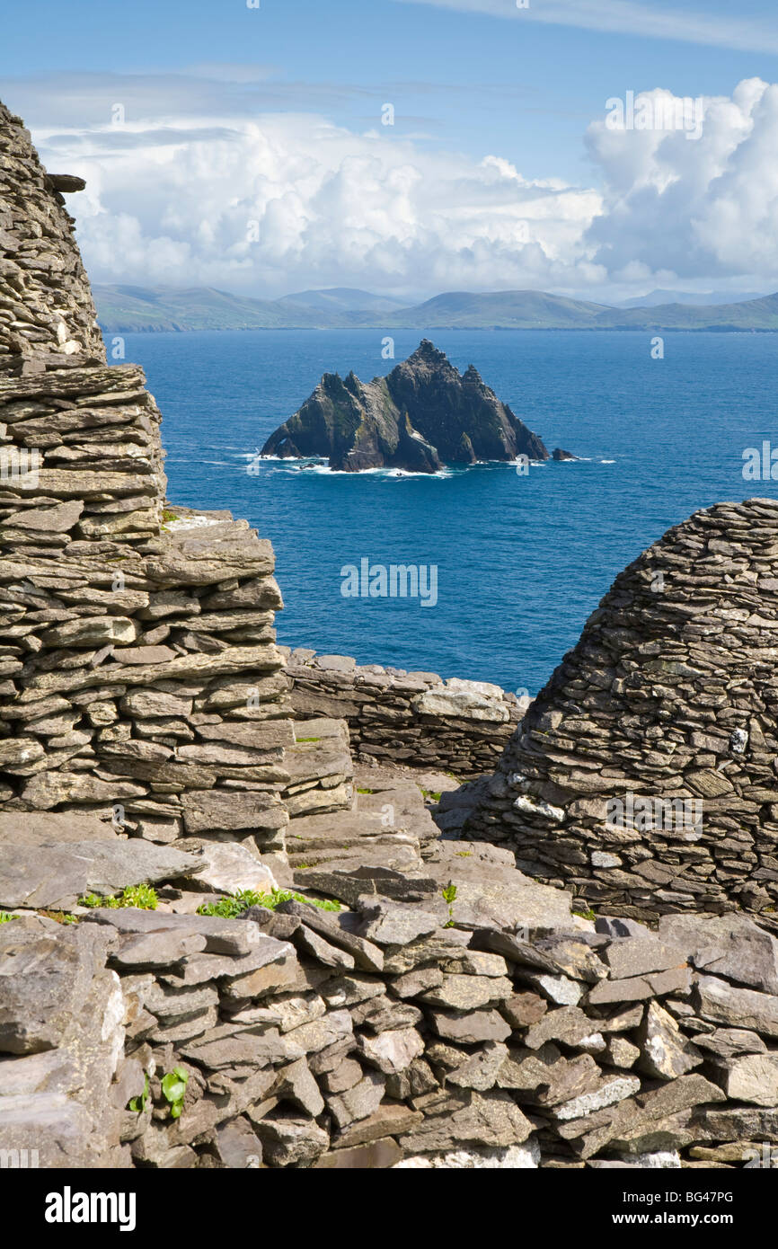 Monastic settlement, Skellig Michael, County Kerry, Ireland Stock Photo