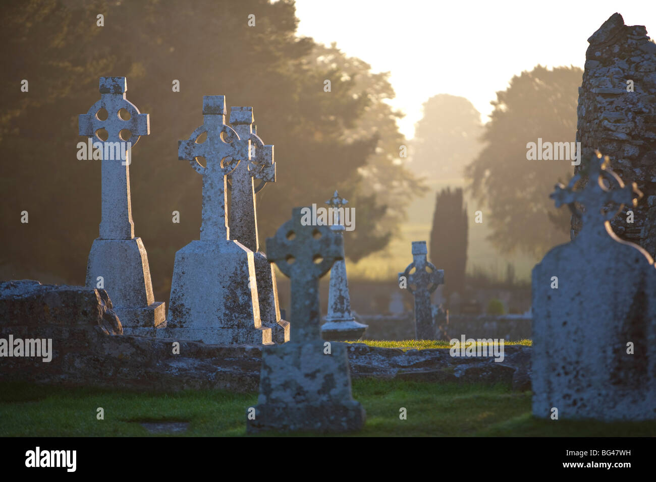 Clonmacnoise Monastery, Co Offaly, The Midlands, Ireland Stock Photo