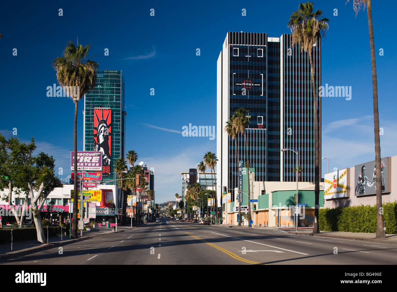 USA, California, Los Angeles, Hollywood, Sunset Boulevard at Gower Street Stock Photo