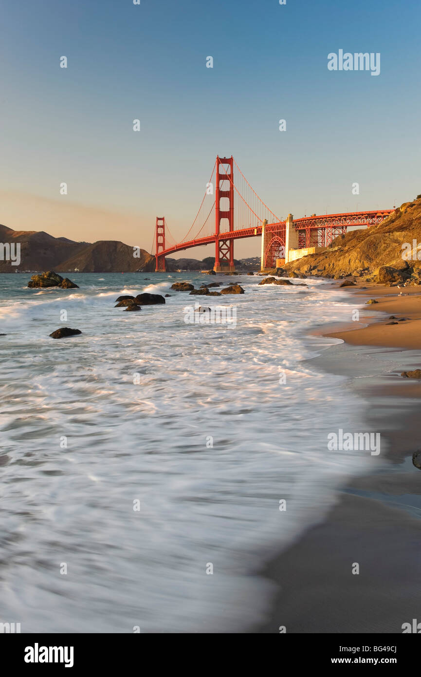 USA, California, San Francisco, Baker's Beach and Golden Gate Bridge Stock Photo
