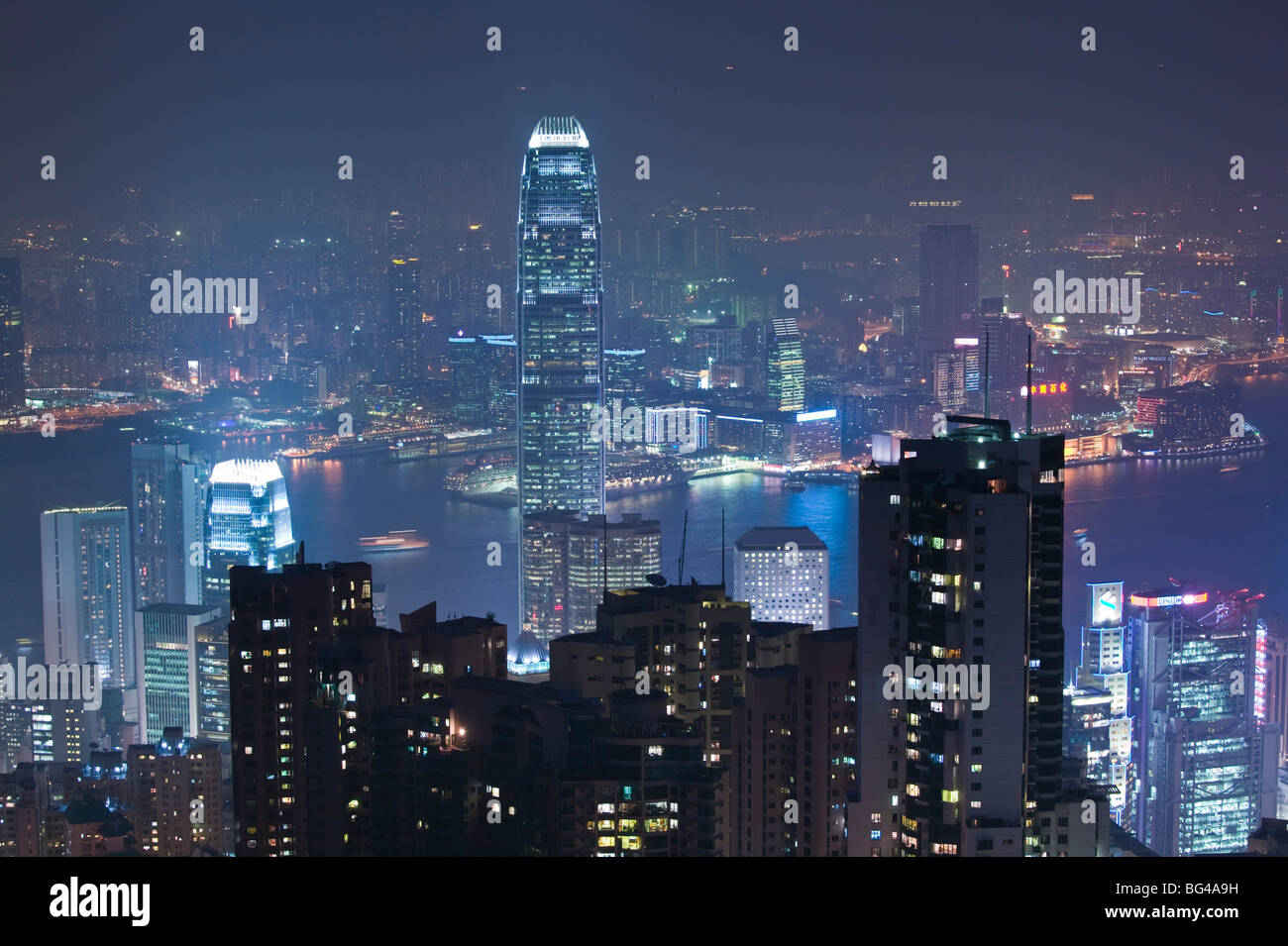 China, Hong Kong, Kowloon and Central from Victoria Peak Stock Photo