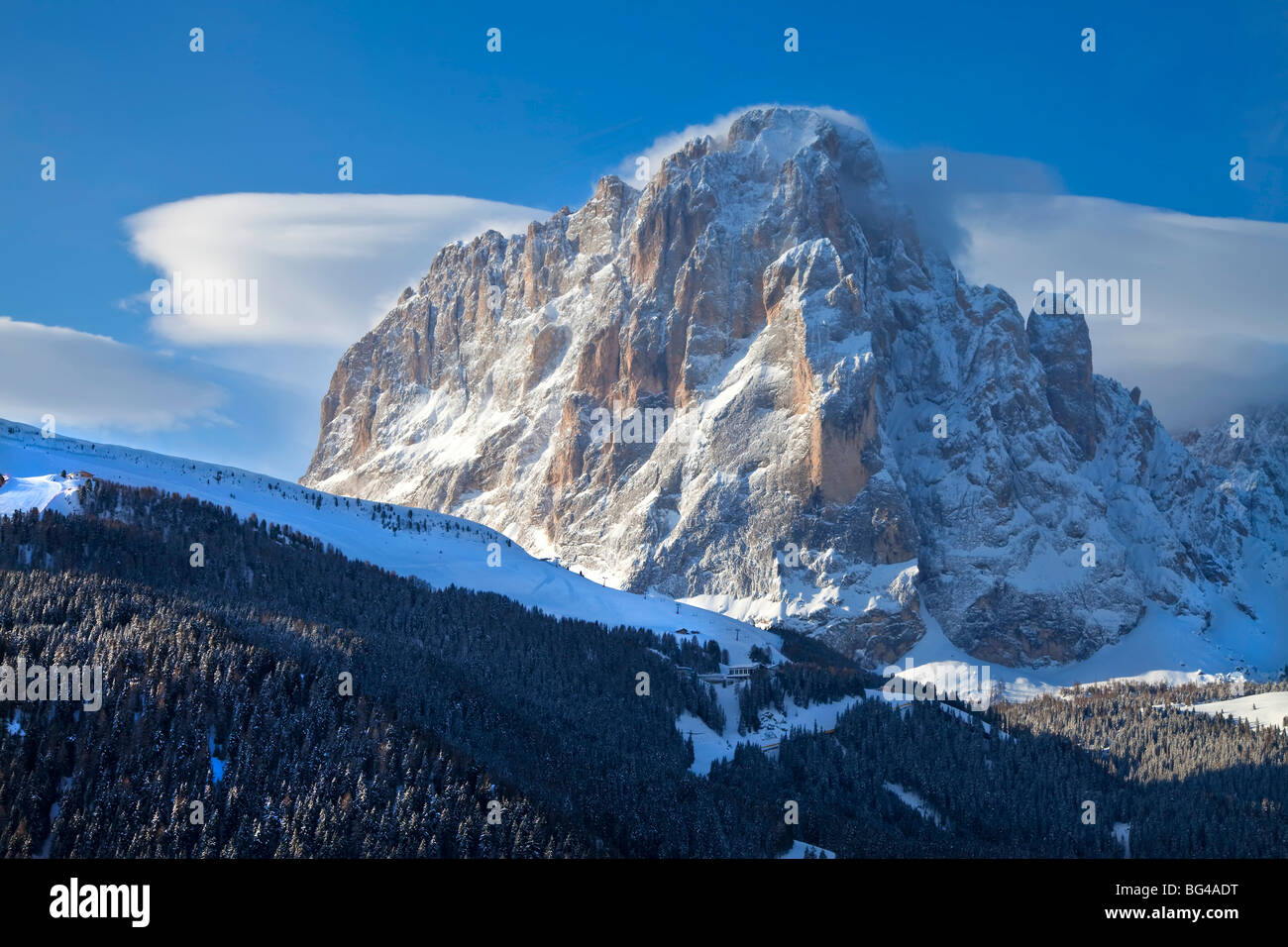 Sassolungo mountain (3181m), Val Gardena, Dolomites, South Tirol, Trentino Alto-Adige, Italy Stock Photo