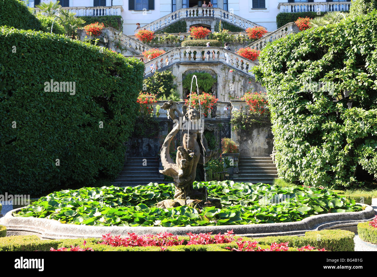 Fountain, Villa Carlotta, Tremezzo, Lombardy, Italy, Europe Stock Photo