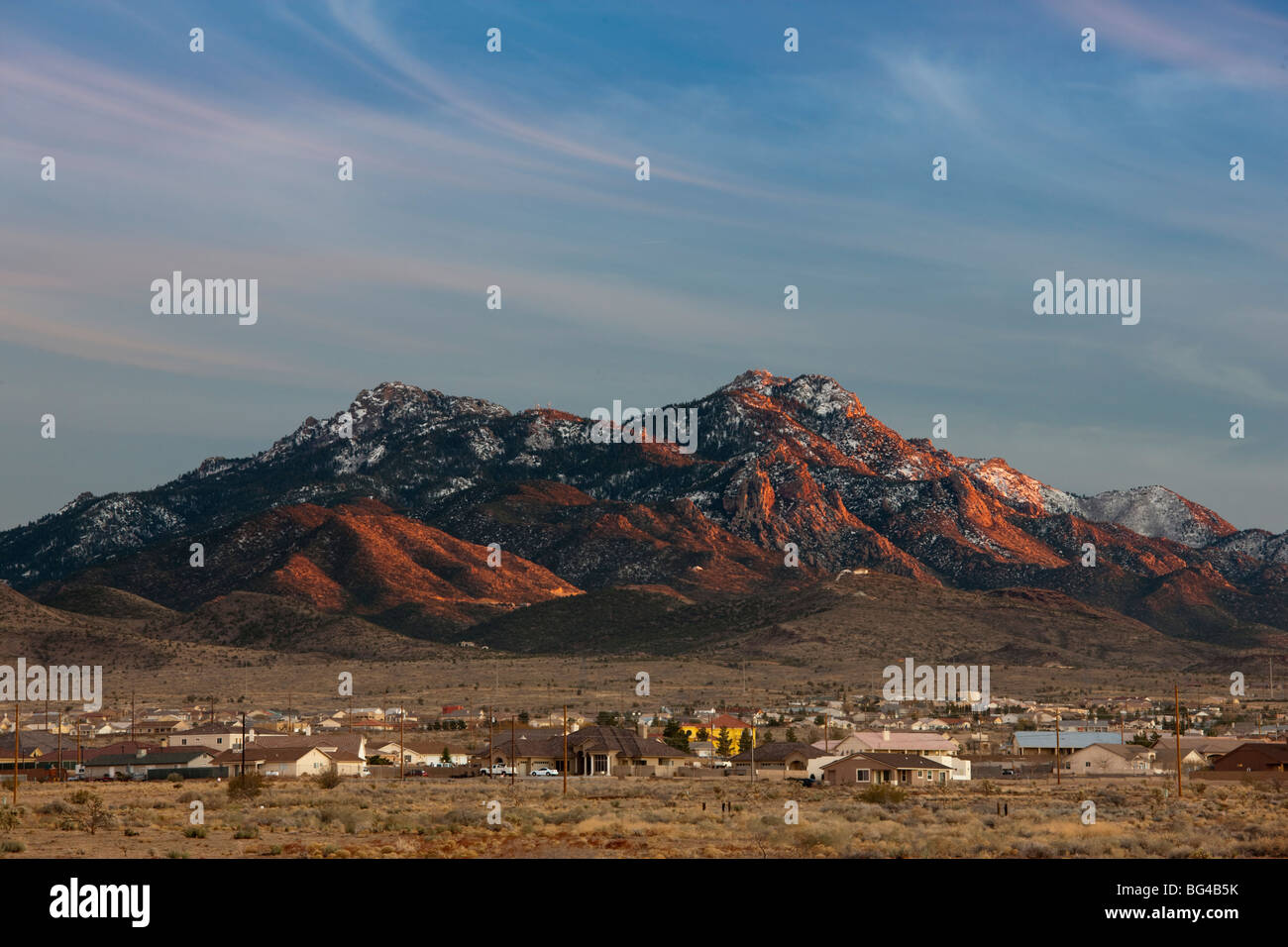 USA, Arizona, Kingman, Rt. 66 Town, Hualapai Mountains, sunset Stock