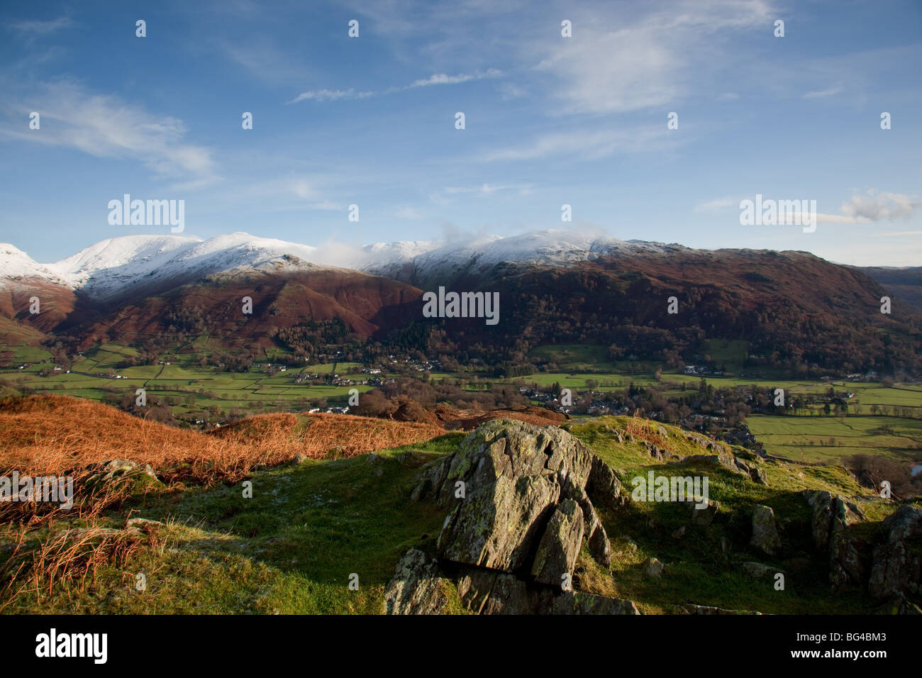 Heron Pike and Great Rigg as seen from the summit of Silver Howe, near Grasmere, Lake District, Cumbria Stock Photo