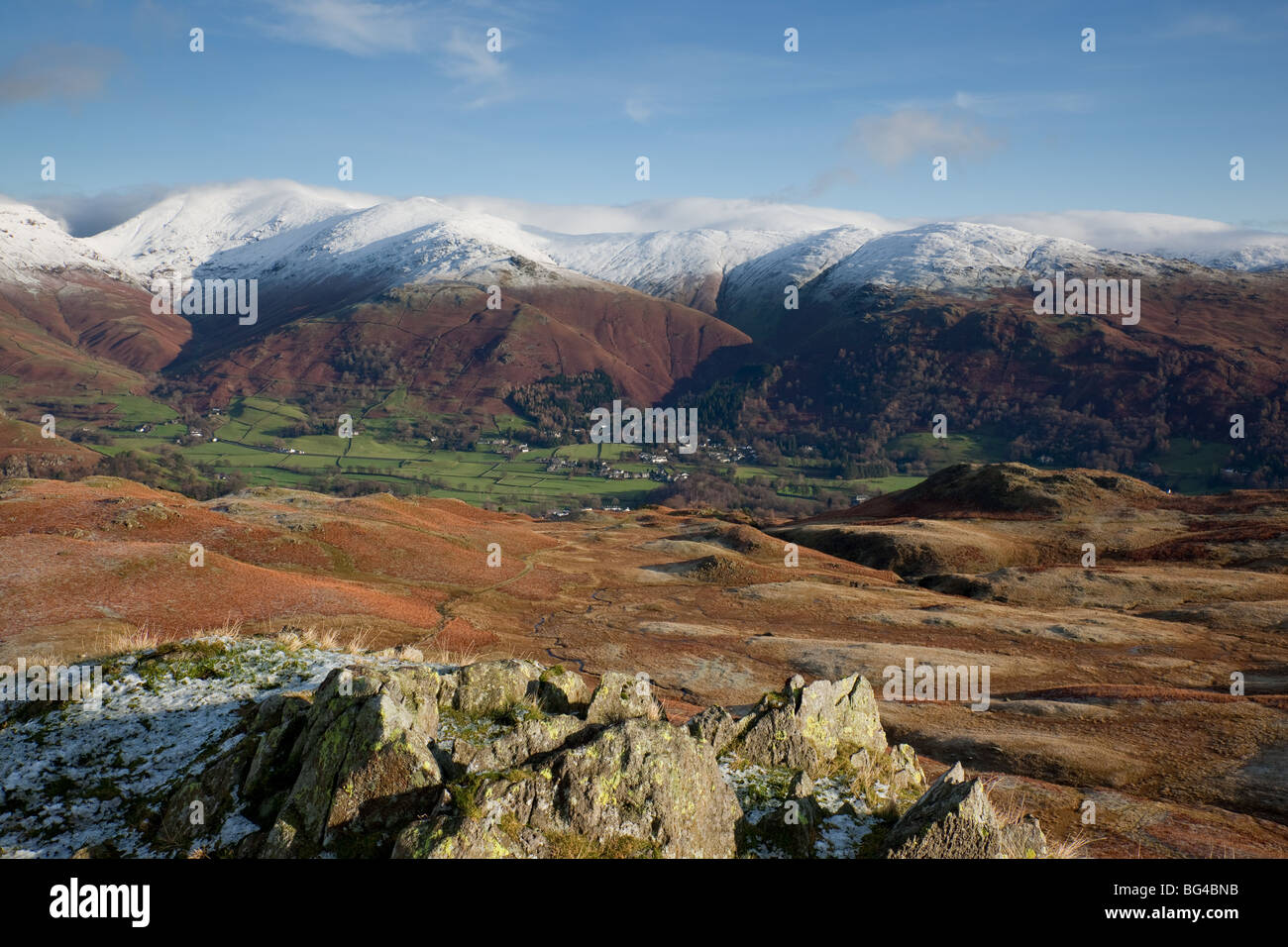Great Rigg and Heron Pike as seen from Silver Howe, near Grasmere, lake District, Cumbria Stock Photo