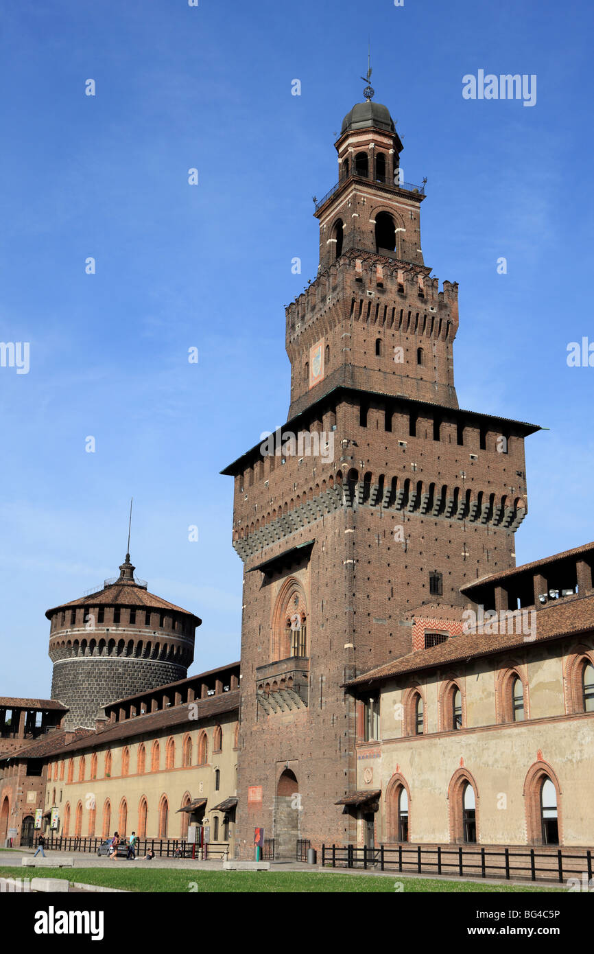 The Sforza's Castle (Castello Sforzesco), Milan, Lombardy, Italy, Europe Stock Photo