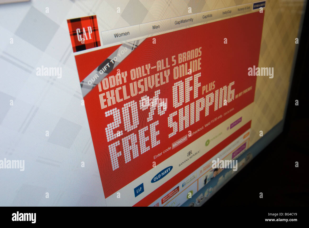 The Gap website features their Cyber Monday sales Stock Photo Alamy