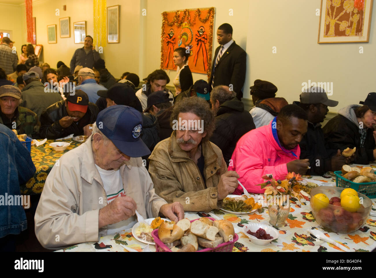 Thanksgiving dinners served at the Park Slope Christian Help CHIPS Soup Kitchen in Brooklyn in New York Stock Photo