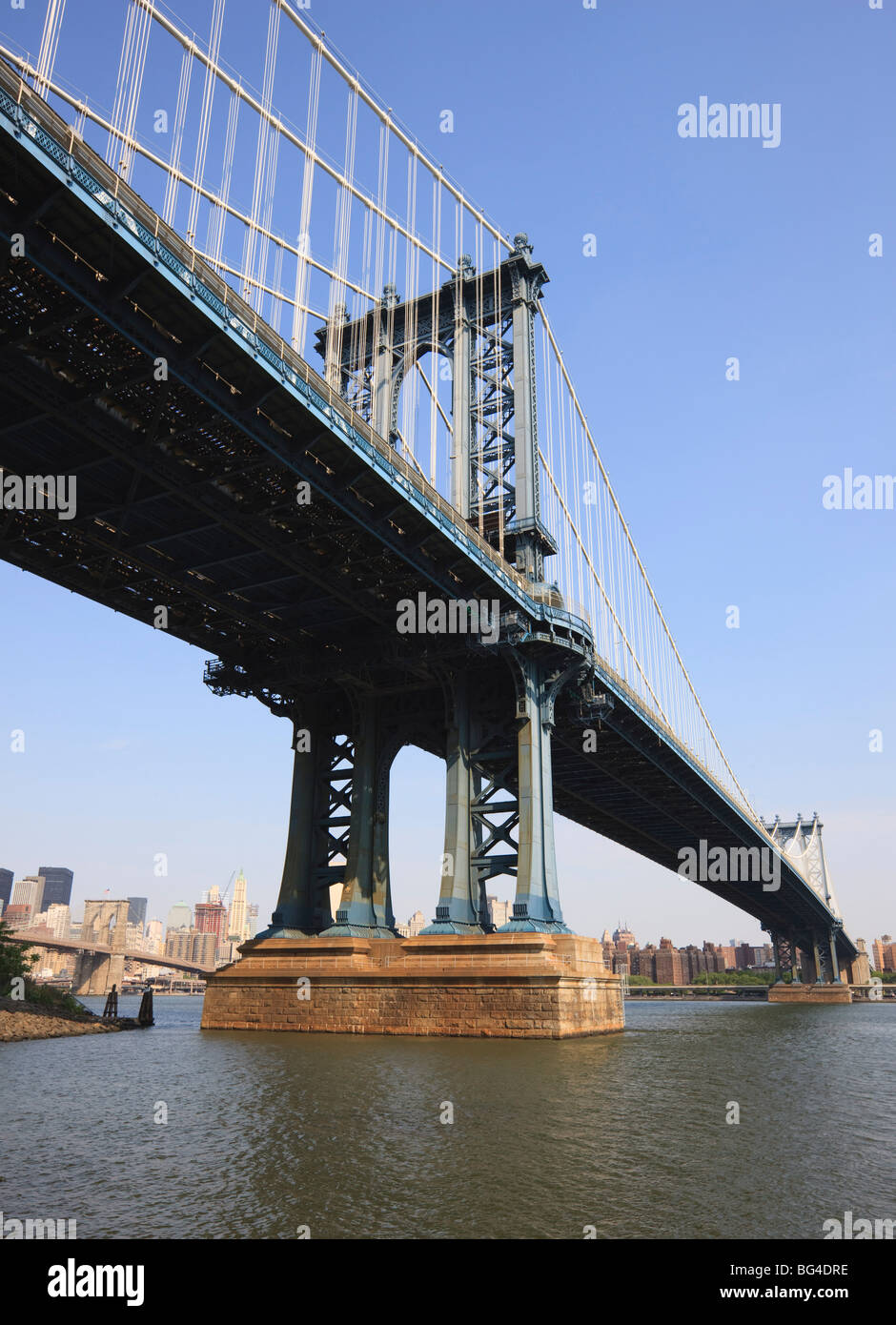 Manhattan Bridge spanning the East River,New York City, New York, United States of America, North America Stock Photo