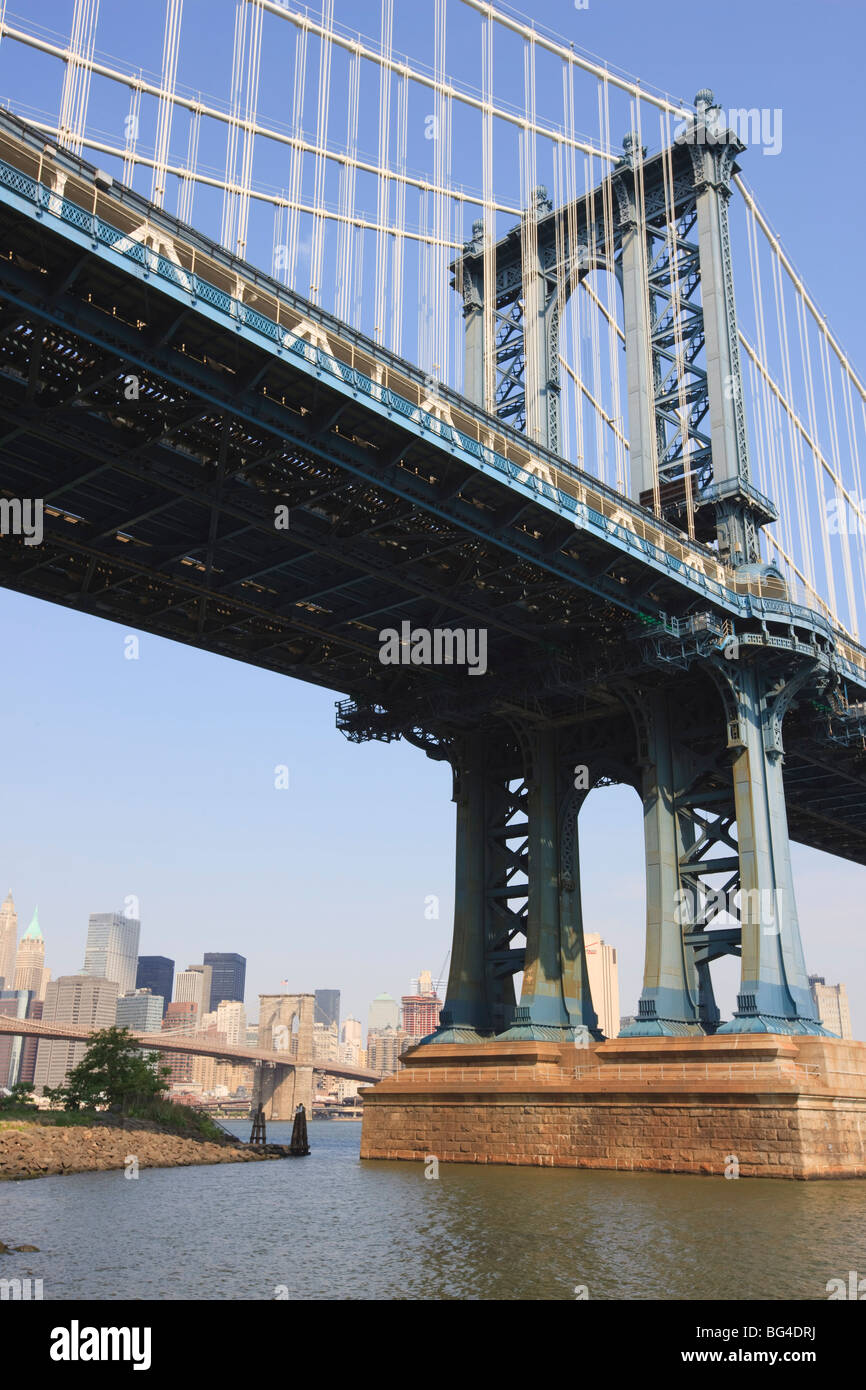 Manhattan Bridge spanning the East River,New York City, New York, United States of America, North America Stock Photo